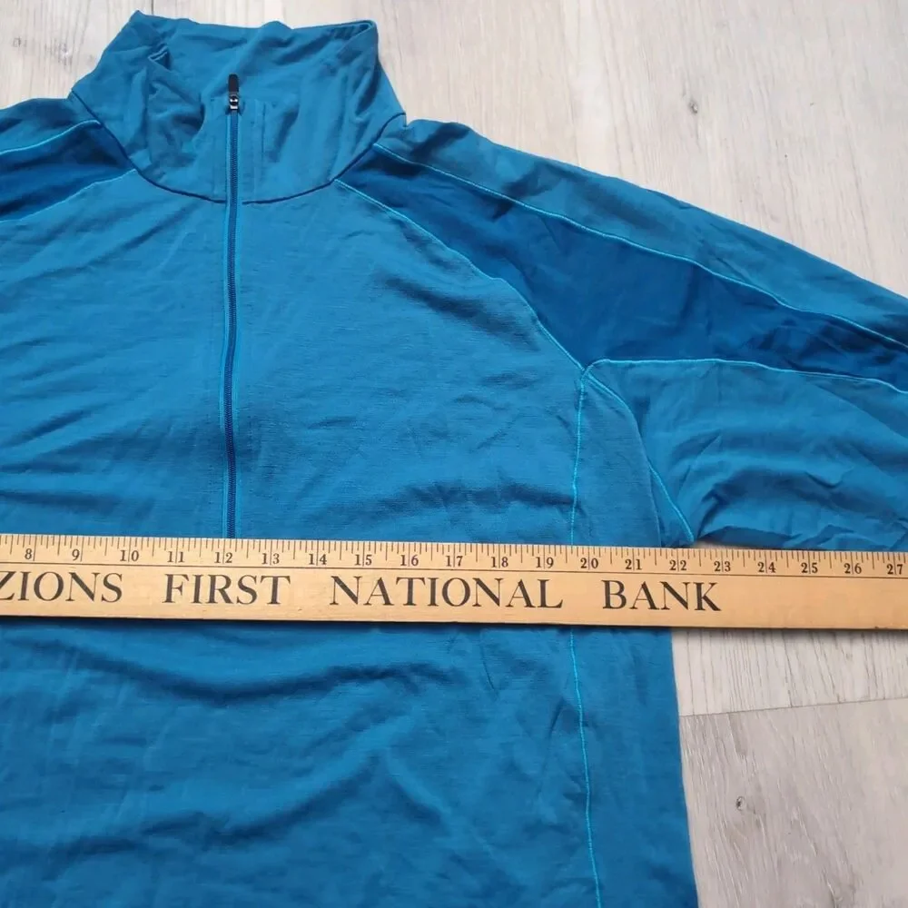 Patagonia Merino Wool Bln 1/4 Zip Pullover Baselayer 2XL Blue Lightweight Hiking